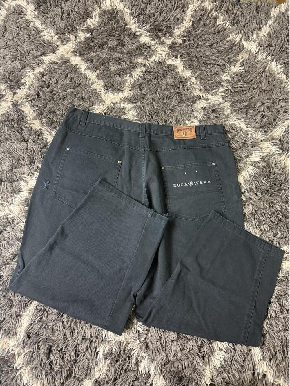 Roca Wear Jeans Women’s 50x34 Black Denim Straight Leg Vintage Rock Grunge